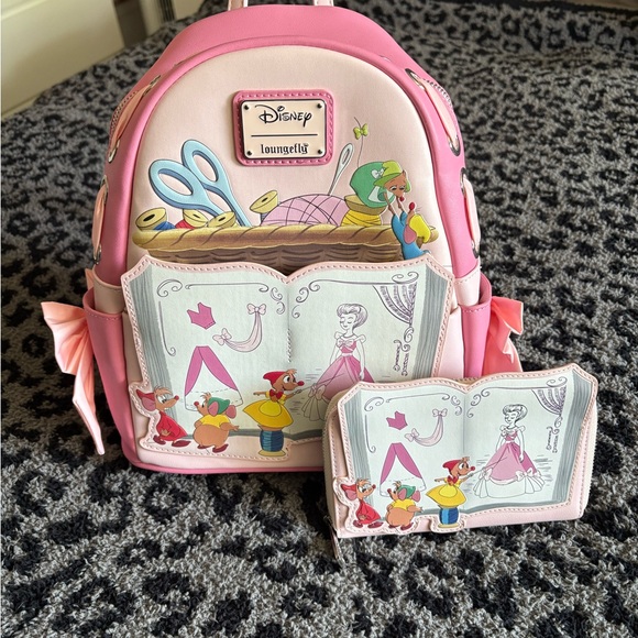 Loungefly Handbags - Cinderella Loungefly Disney Pink Backpack with Wallet